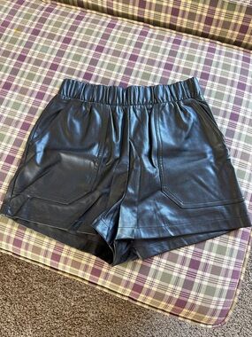 Steve Madden Black Faux Leather High-Waist Shorts